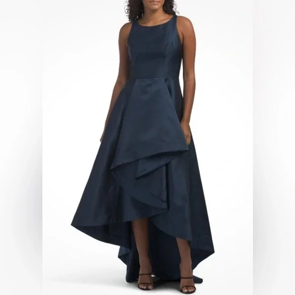 adrianna papell asymmetrical dress Dark Green Asymmetrical Draped Column Gown main image 0